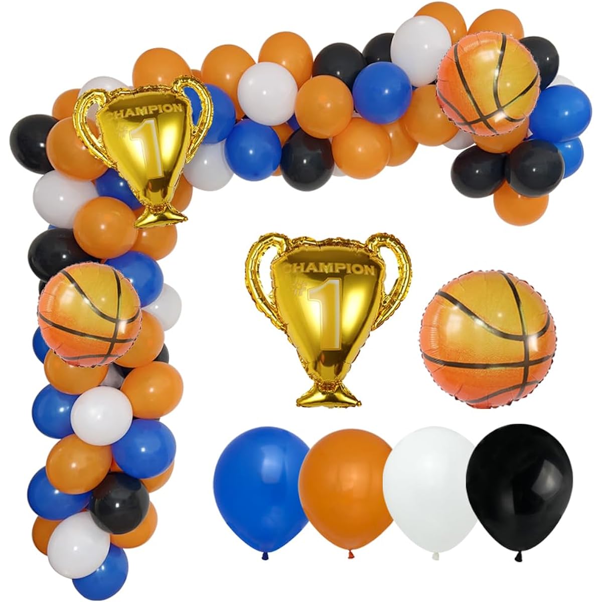 Basketball Balloons Arch Kit 88pcs Basketball Theme Birthday Party Decorations Orange Black Blue Latex Balloons Basketball Foil Balloons for Kids Boys Birthday Party Baby Shower