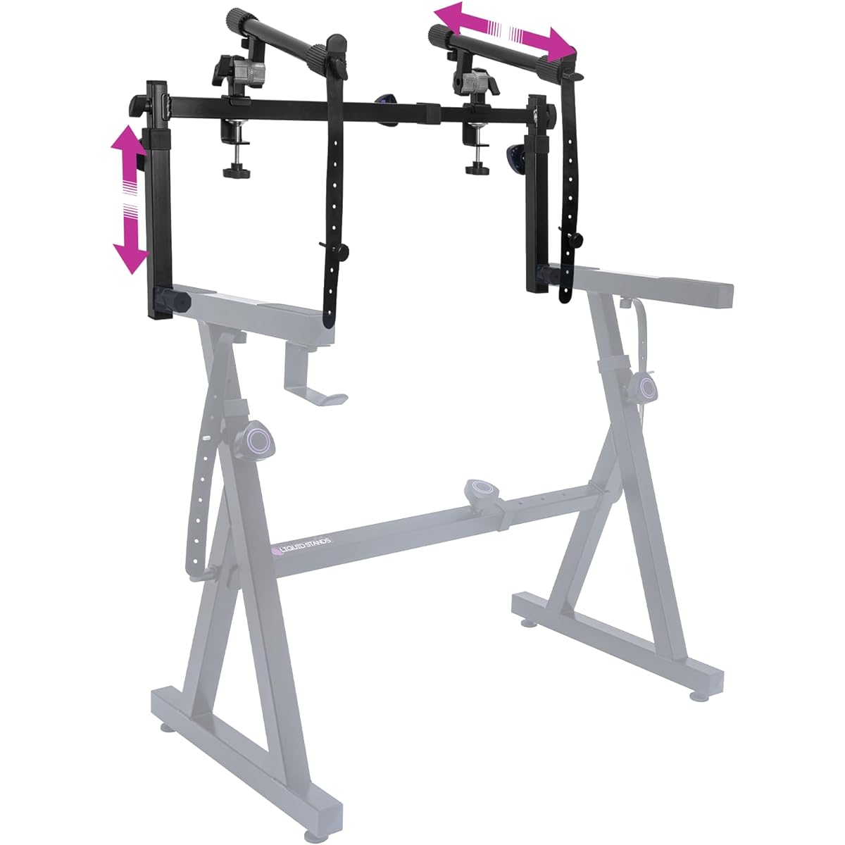 Liquid Stands - 2 Tier Keyboard Stand with Straps - Adjustable Electric Digital Piano Stand for 54-88 Key Keyboards and Music Synthesizers - Double Two Tier Keyboard Stand for Square Z Tube Stands