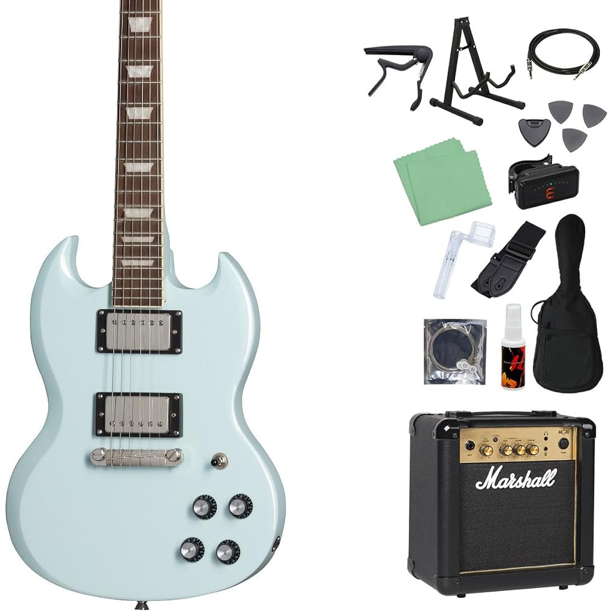 Epiphone Power Players SG IBL Electric Guitar Beginner 14-piece Set [Includes MG10] 7/8 Size Mini Guitar Epiphone