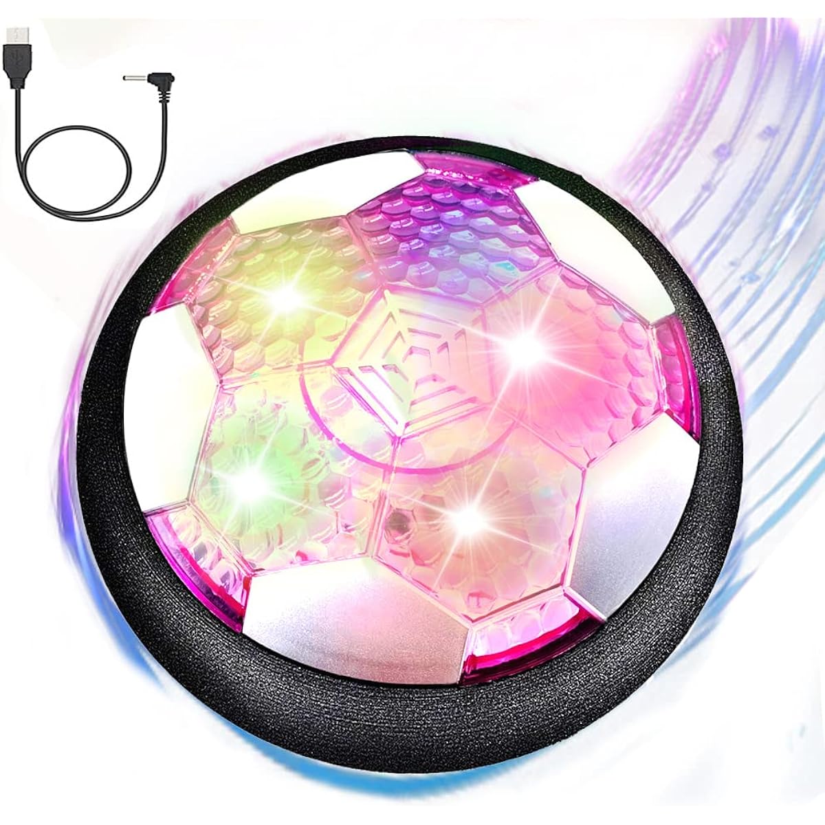 JRD&BS WINL Hover Soccer Ball Toy Boys Girls Rechargeable Floating Soccer Ball with LED Light and Foam Cushion, Indoor Air Football Game, Perfect for Birthdays, 3 Years Old, 4 Years Old, 5 Years Old, 6-15 Years Old, Purple