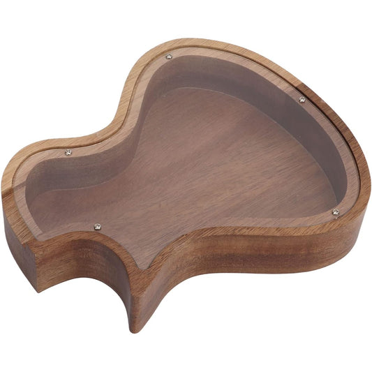 Aoutecen Piggy Bank Solid Wood Ideal Gift Large Capacity Home Decoration Piggy Bank Guitar Shape for Bedroom