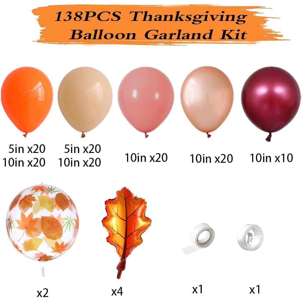 Fall Balloon Garland Arch Kit 138pcs Orange Blush Burgundy Rose Gold Pink Balloons Maple Leaf Foil Balloons for Fall Thanksgiving Friends Giving Party Decorations