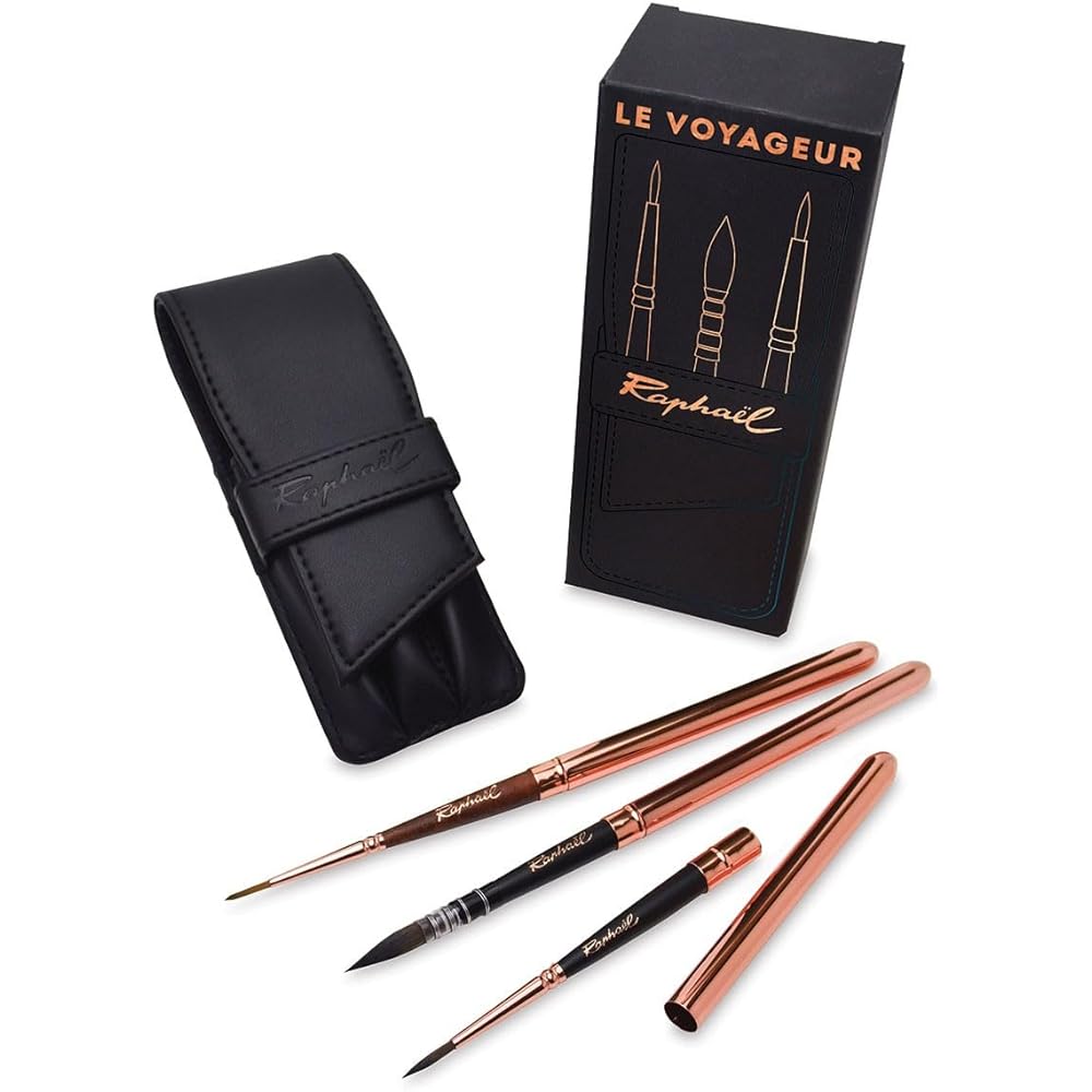 Sennelier raphael watercolor brush mobile leather set