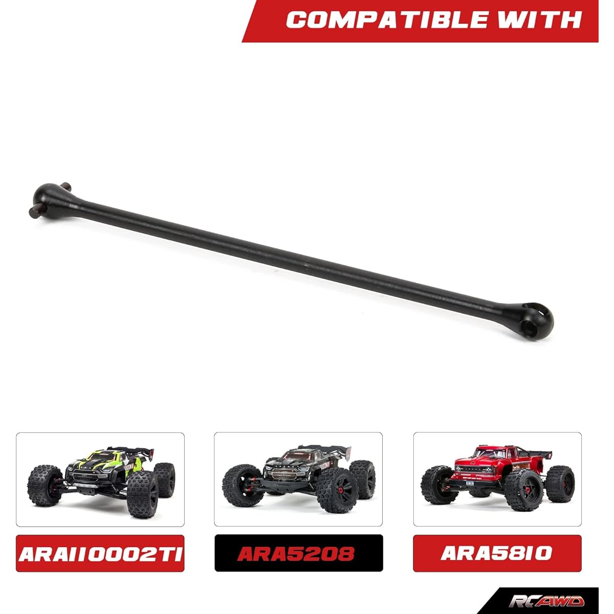 RCAWD CVD Drive Shaft 148mm Black for 1/5 ARRMA 8S Outcast & KRATON 4X4 BLX RTR & EXB Roller Upgrade Parts Dogbone Hop-Up #ARA310923