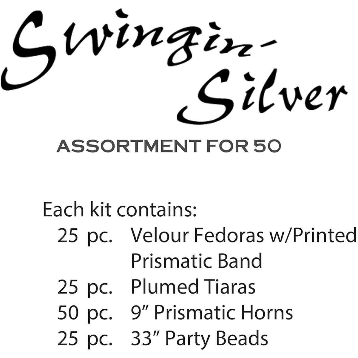 Beistle 88658 - 50 Swingin' Silver Party Favors, 1 Assortment Per Package