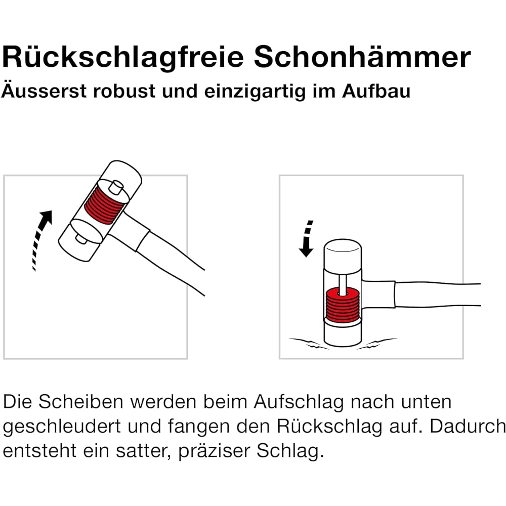 PB Swiss Tools 305-2 Recoilless combination hammer (glass fiber handle) Recoilless hammer 305-2 Head Φ 27mm