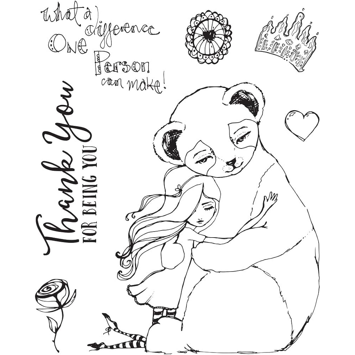 Jane Davenport Whimsical & Wild Collection Clear Stamps Set-Panda Thank You -JDS047