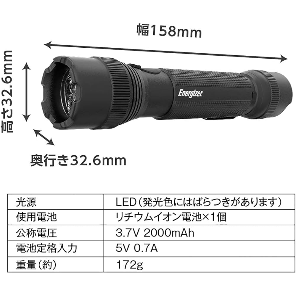 Energizer LED Light Rechargeable Tactical Metal Light (Brightness Up to 700lm/Lighting Time Up to 30 Hours) PMTRL8