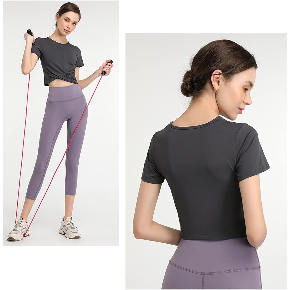 [VeroMan] Yoga Wear, Short Sleeve, Short Length, Women's Tops, Cropped Length T-Shirt ppi-ssd5