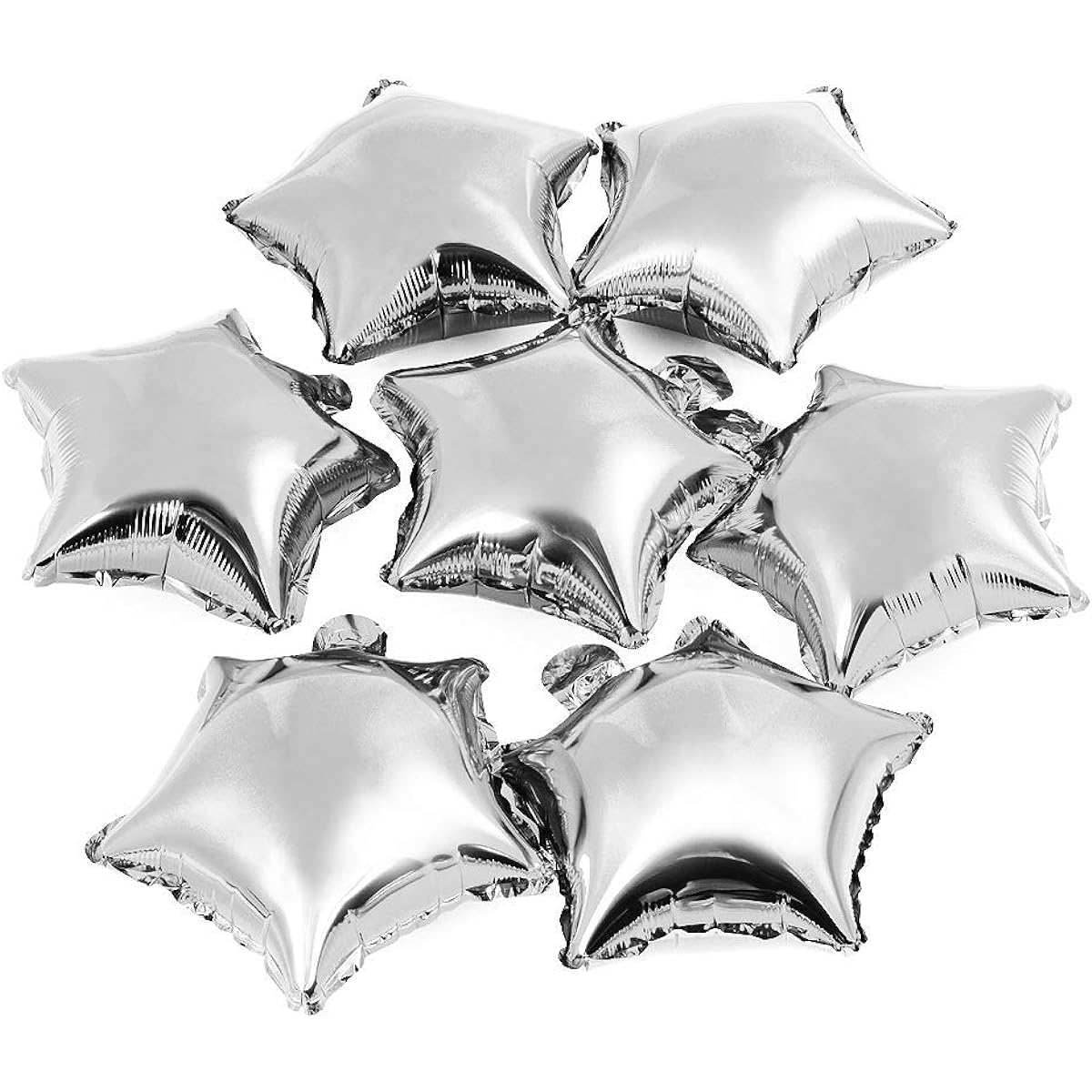 Star Shape Balloons, 10" Mylar Silver Foil Balloons, Pack of 50