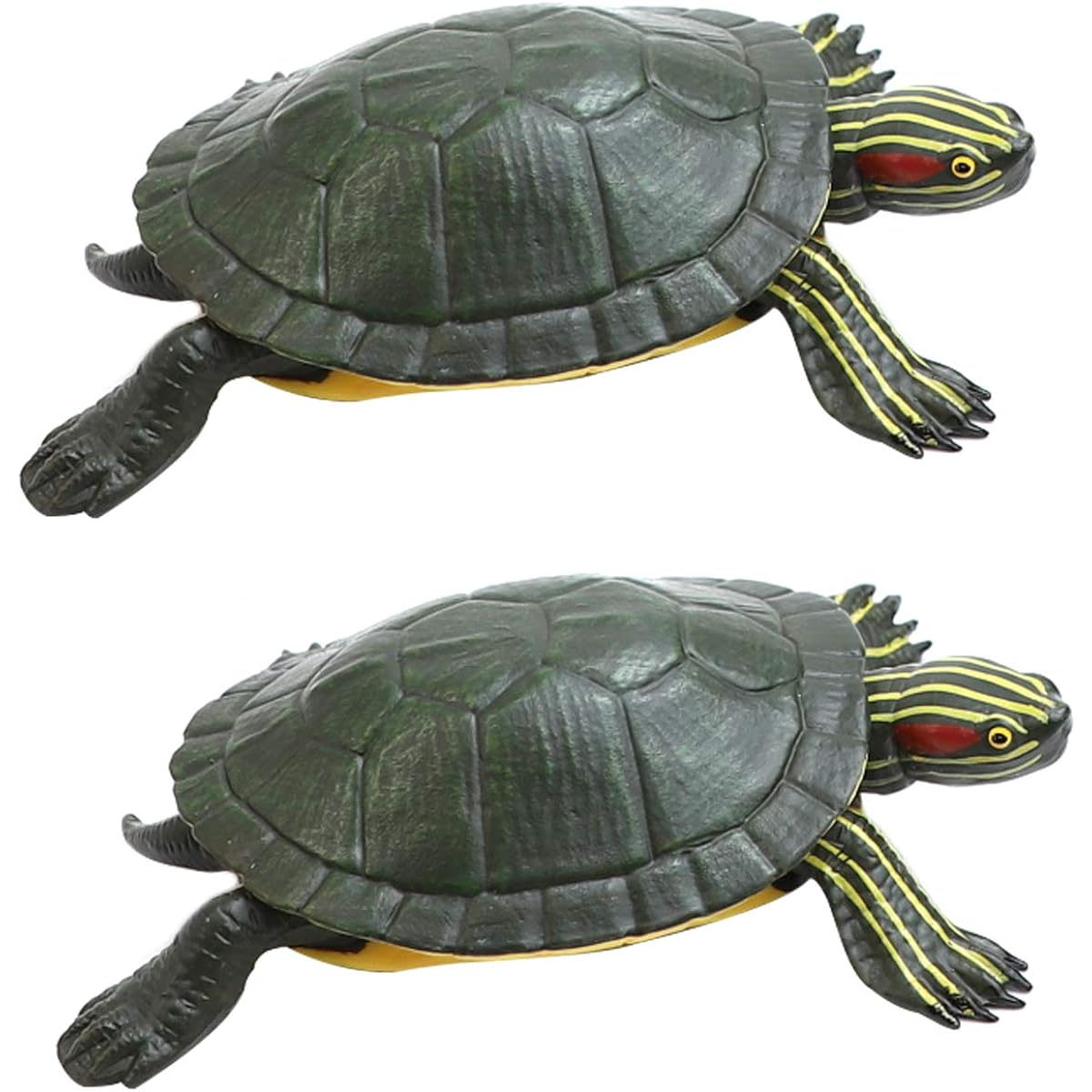 Azure Zone Realistic Plastic Red Eared Slider Turtle Figures, Lifelike Red Eared Terrapin Brazilian Turtles, Popular Pet Decorations, Learning, Education, Marine Animals, Set of 2