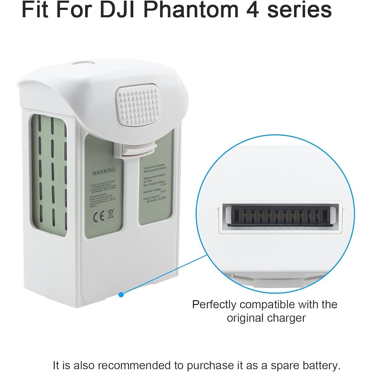 Ackertop Phantom 4 Battery 15.2V 5870mAh LiPo Intelligent Flight Battery for DJI Phantom 4 Phantom 4 Pro Phantom 4 Pro Plus Phantom 4 Advanced