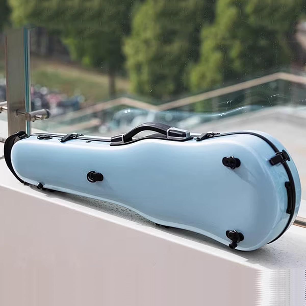 Violin Case, 3/4, 4/4 Universal Full Size Violin Case, Portable Lightweight Violin Hard Case, Violin Case Backpack Professional Handle, Accessory Bag, Carbon Fiber Violin Protection Box, Blue