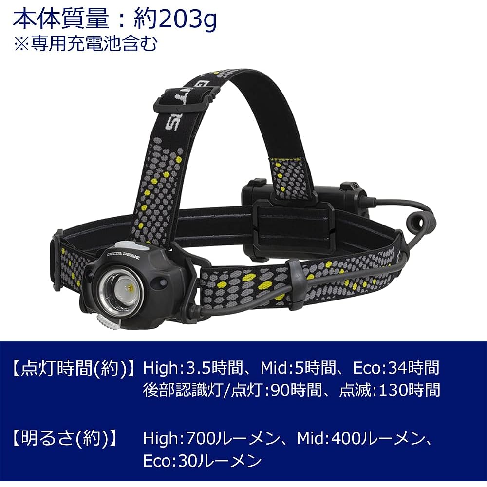 GENTOS LED Headlight USB Rechargeable/Battery Operated 460/700 Lumens Waterproof Delta Peak DPX-433D/DPX-418H