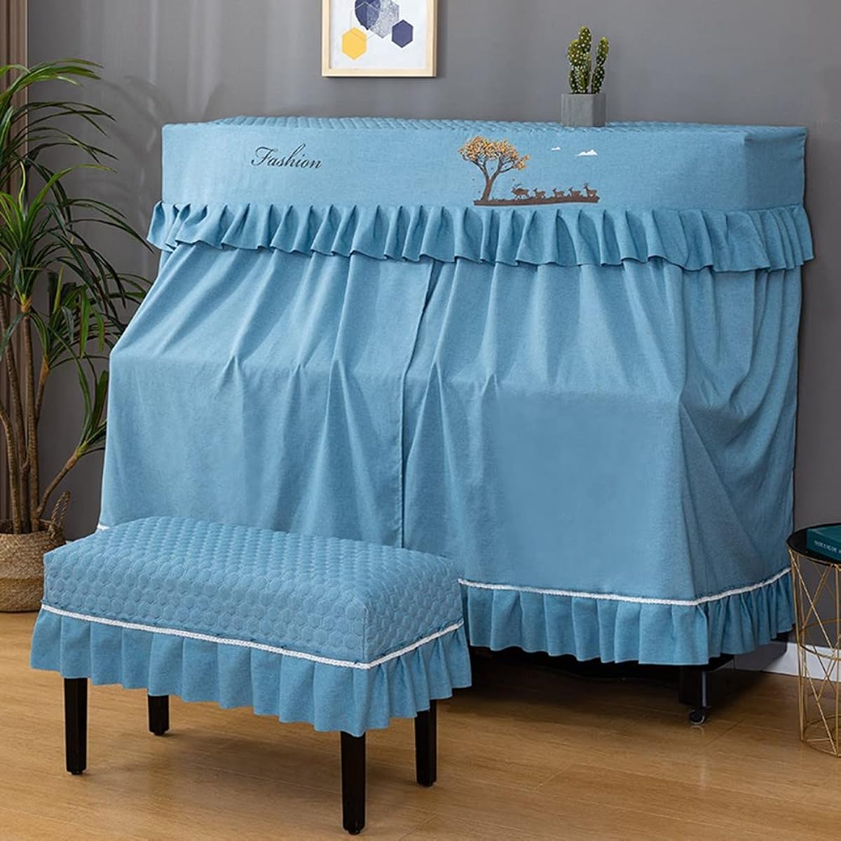 Upright Fabric Piano Cover Nordic Piano Cover The dust cover protects the piano from aging. Please do not leave the full cover half-open together with the stool cover (1,A)