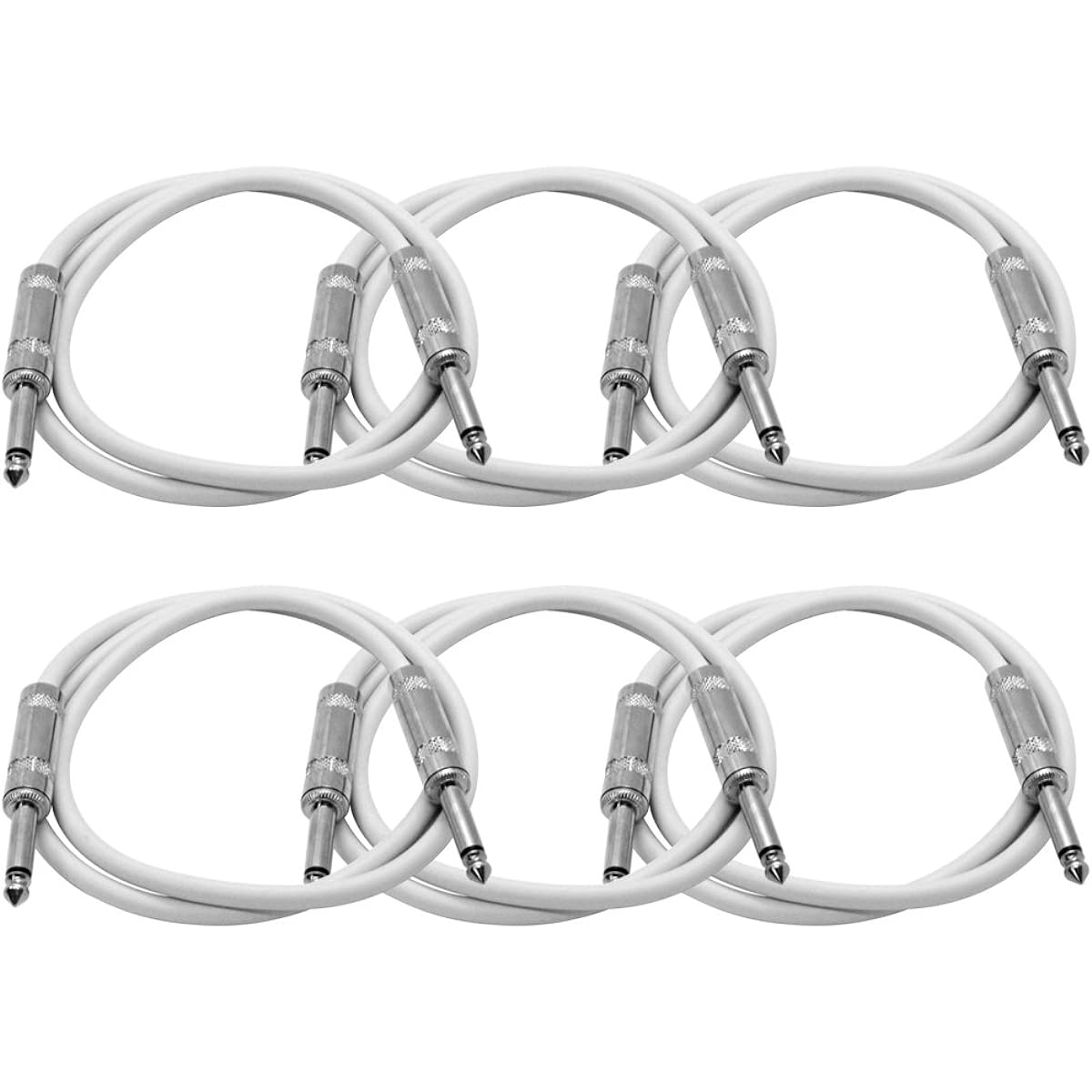 Seismic Audio - SASTSX-6 (6 Pack) - 6' TS 1/4" Guitar Instrument Patch Cables, Red