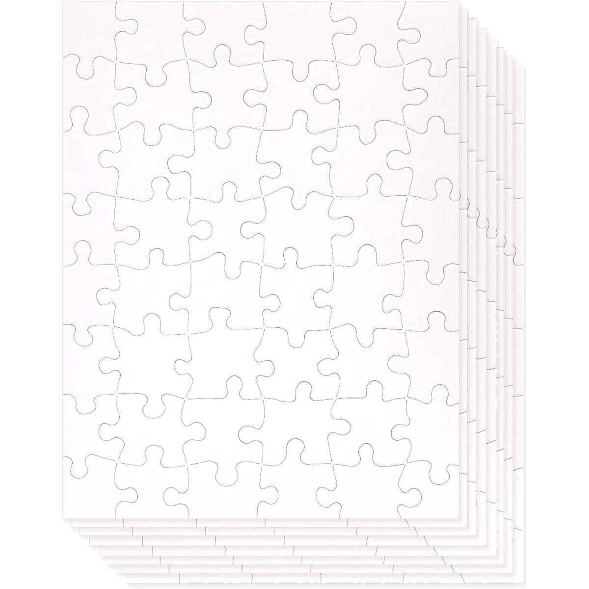 Blank Puzzle - 36-Pack White Jigsaw Puzzles for DIY, Kids Colour-In Crafts Projects, Weddings, 48 Pieces Each, 22cm x 28cm