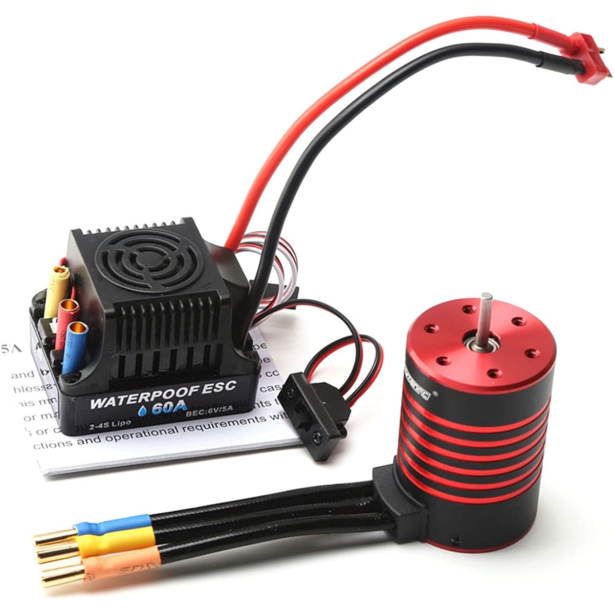 GoolRC 3650 Brushless Motor 5200KV RC Car Motor Waterproof Motor 60A ESC T Plug for 1/10 RC Car Truck