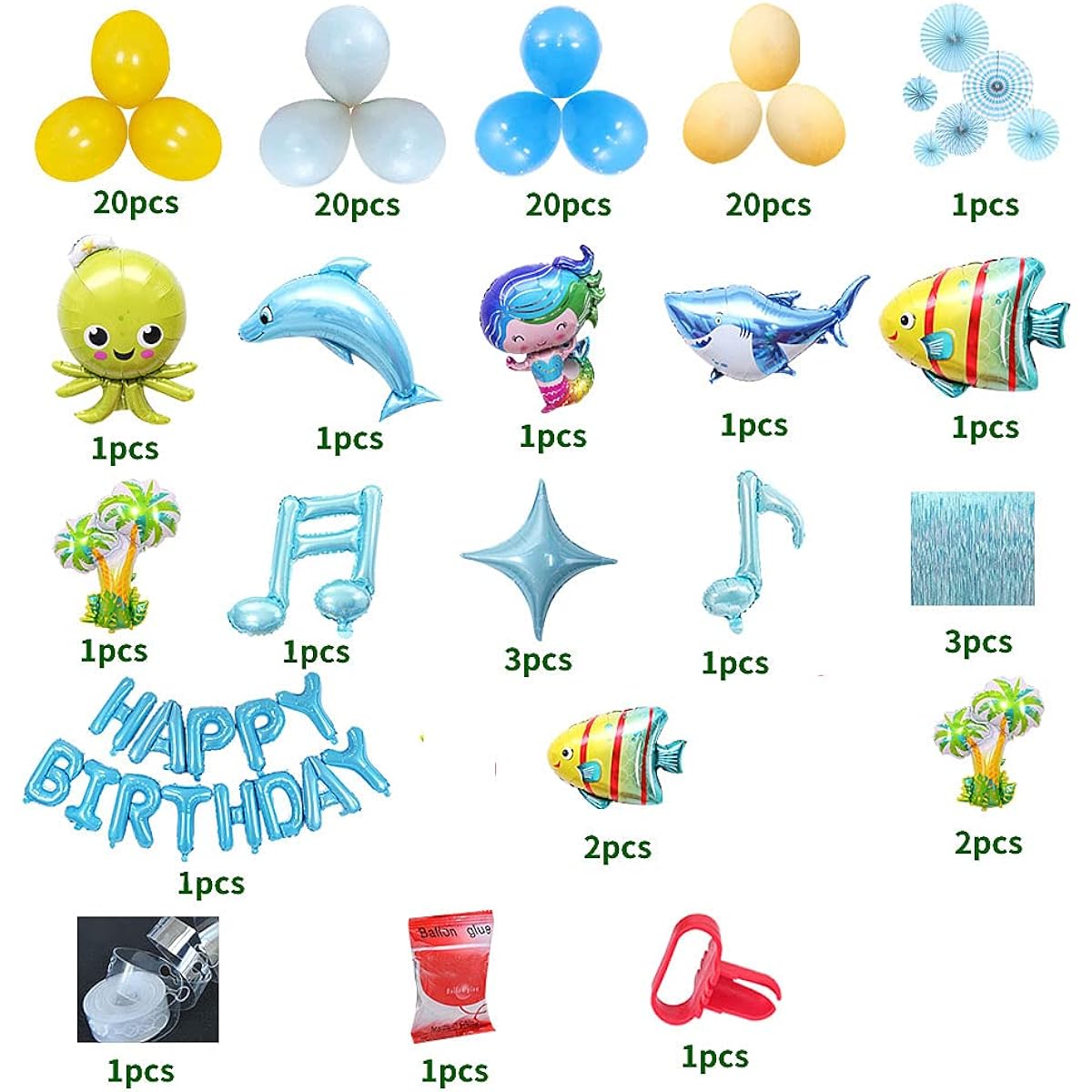 Ocean Theme Party Decorations Set,Shark Birthday Party Backdrop Decorations,Ocean Animal Theme Balloons,Birthday Party Supplies,Sea Animal Theme Birthday Party Decorations for Kids Boys Girls Baby Shower