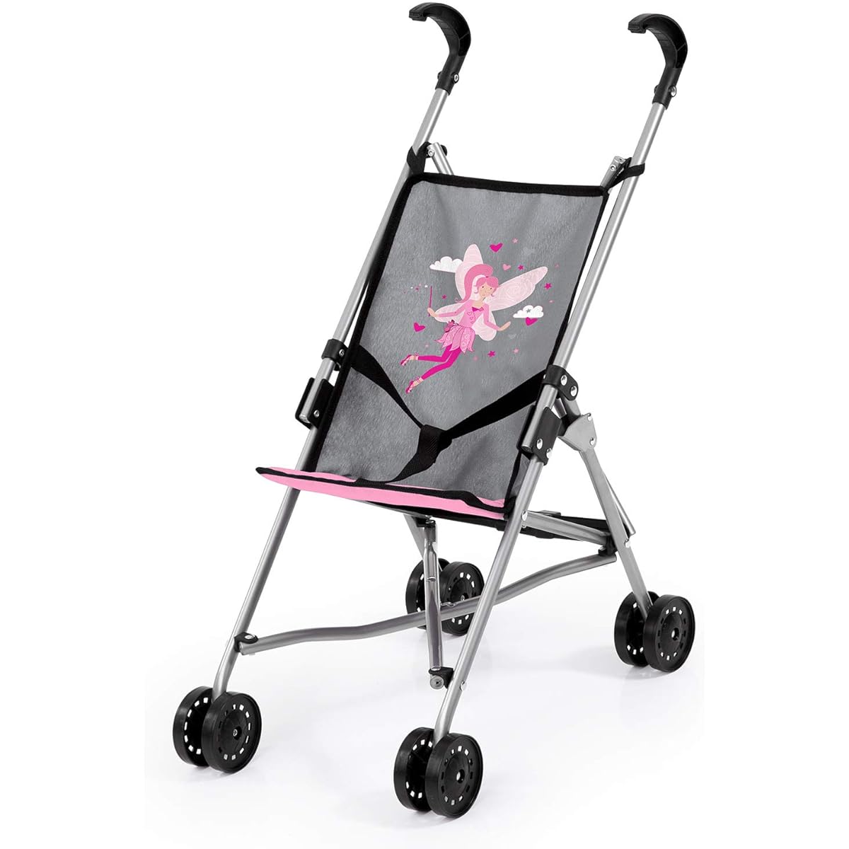 Bayer Design Buggy Doll Stroller, Stroller, Integrated, Belt, Foldable, Gray, Pink, Fairy, 30566AA