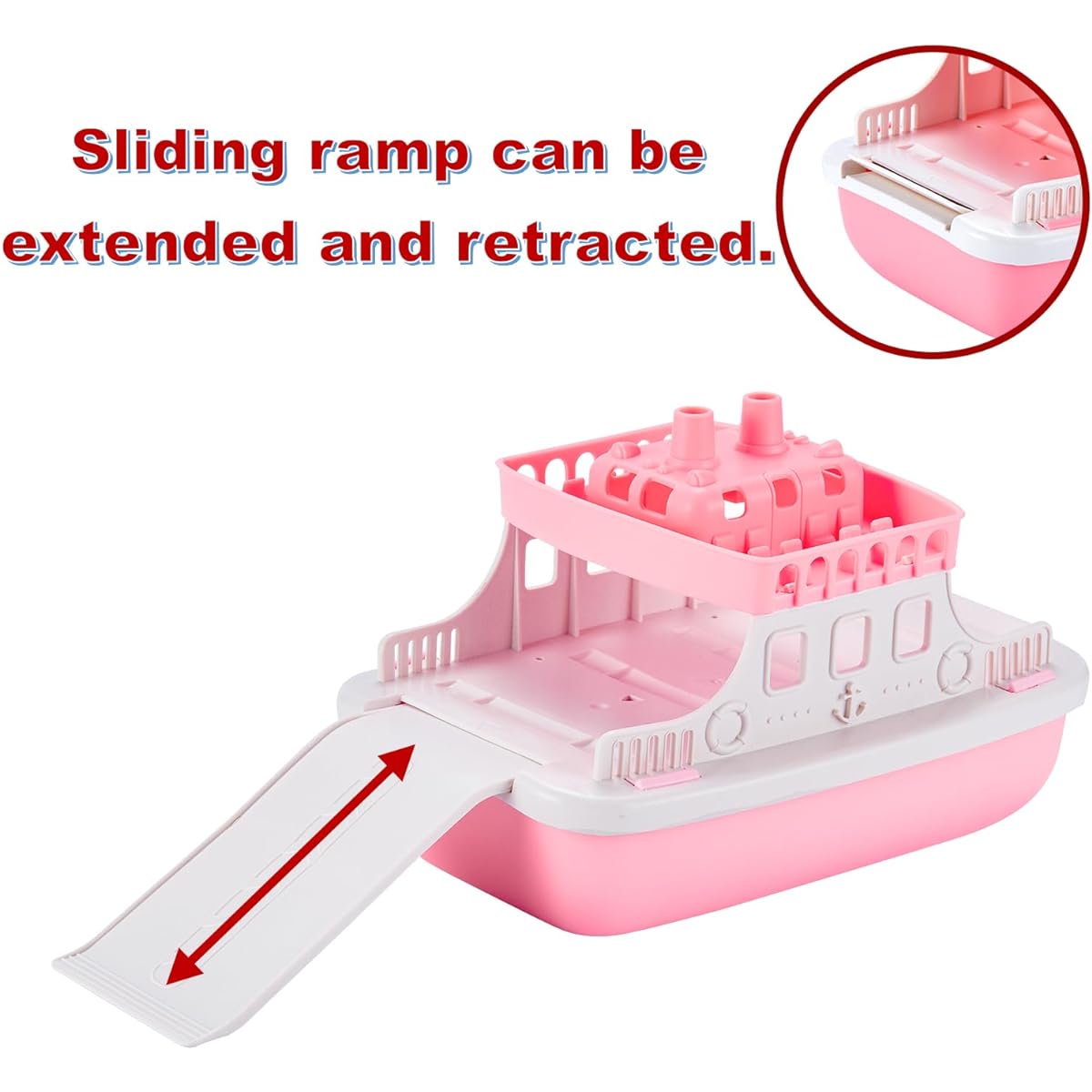 Ferry Boat Toy Set with 4 Mini Cars for Kids Mold Proof Bath Toys 4-8 Years Old Grill Toys
