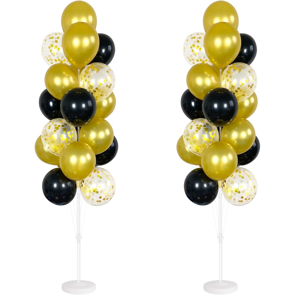 Balloon Column Kit with Balloons, Set of 2 with Base and Pole, Balloon Tower Backdrop Decoration for Wedding, Baby Shower, Birthday Party, Bachelorette Party (Black Gold)
