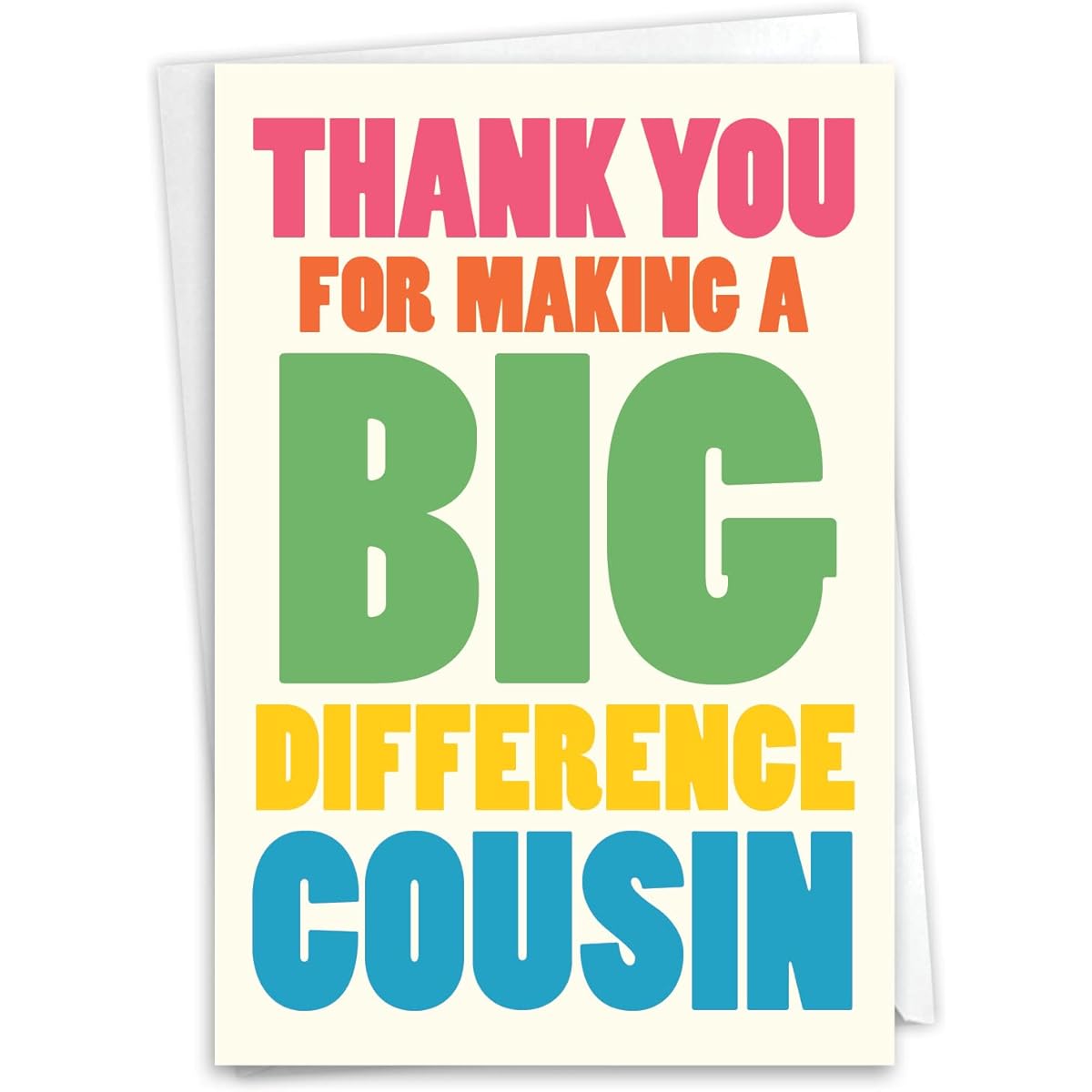 NobleWorks C8215TYG Cheerful Thank You Paper Cards with 5" x 7" Envelopes (1 Card)