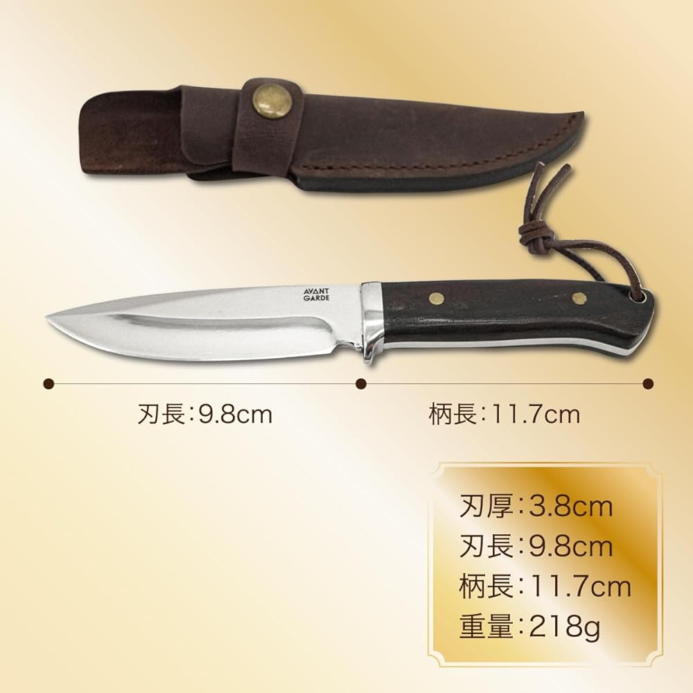 AVANT GARDE Camp Knife Full Tang Structure (3.6mm, Wood Handle)