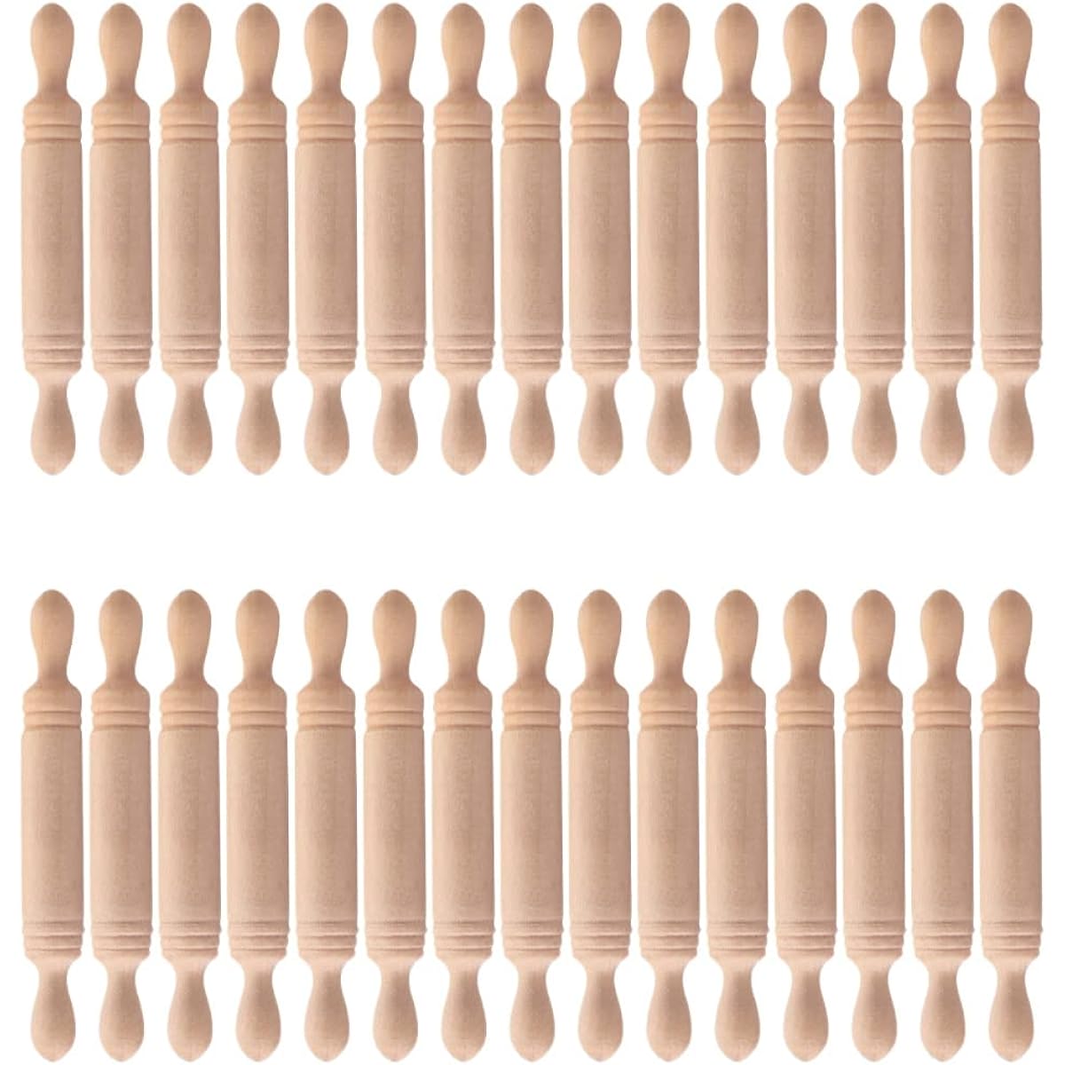 Toyvian Wooden Mini Rolling Pin Small Dough Roller Miniature Pastry Roller Children's Rolling Pin Model for Dollhouse Kitchen Heat Resistant Supplies 30 Pieces