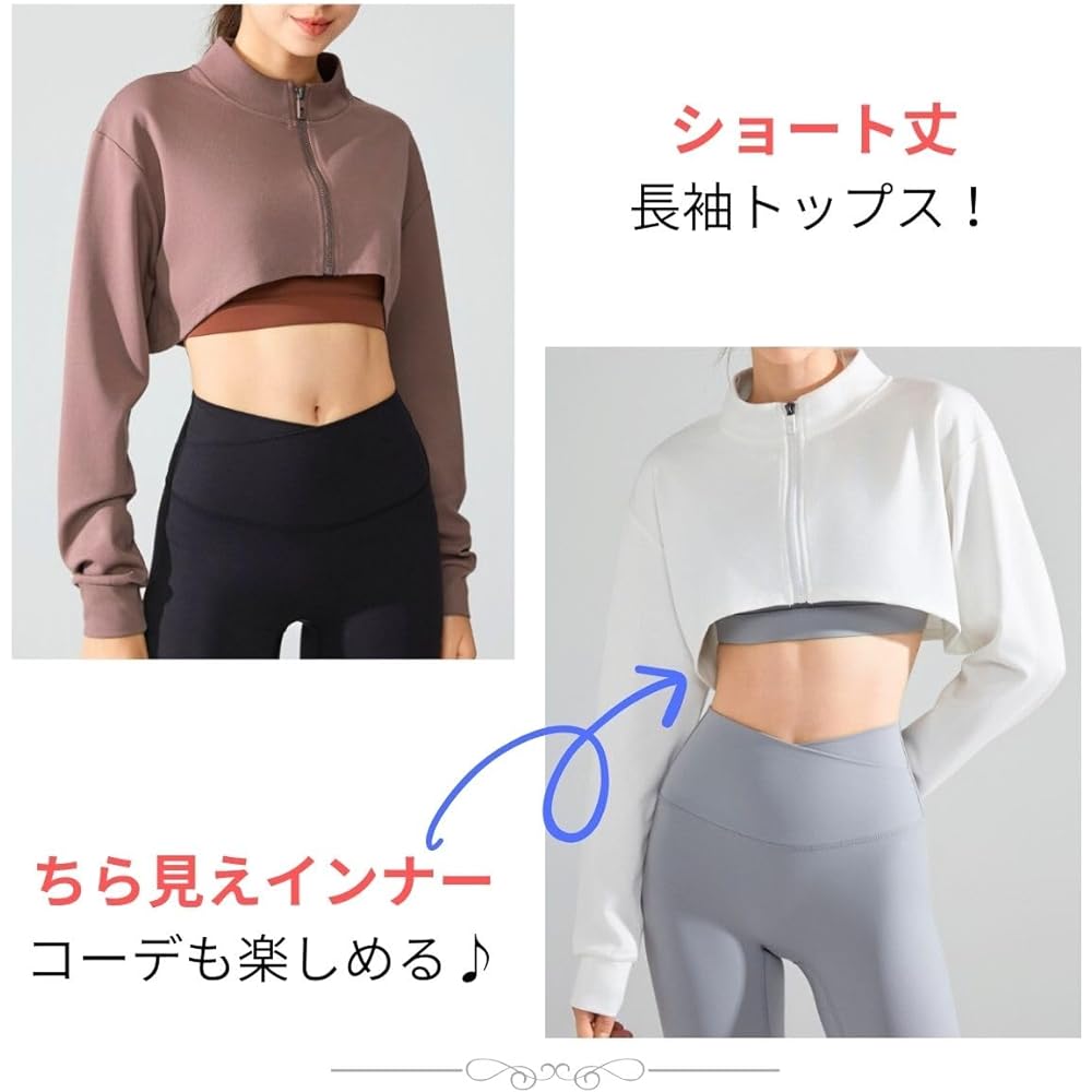 [VeroMan] Short Length Tops Long Sleeve Yoga Half Zip Dance Women's ppi-lse035