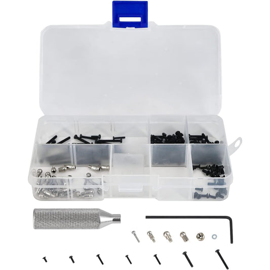 Abendor 256 Pieces RC Screw Kit Universal RC Repair Tool Kit Hardware Fasteners for 1/28 Wltoys 284131 K969 K989 P929 K999 K979 P939