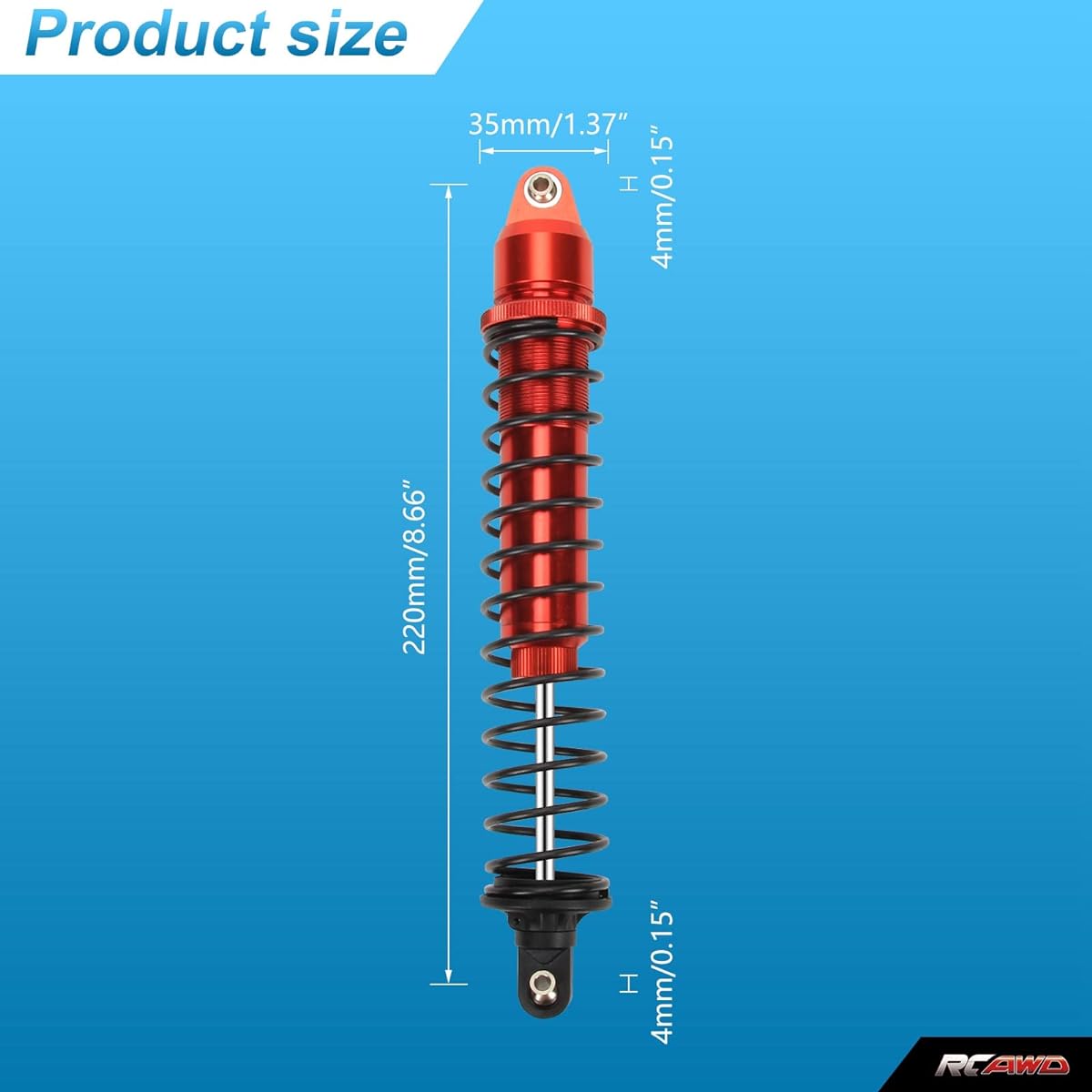 RCAWD Shock Absorber for 1/5 1/6 X-MAXX Upgrade Aluminum RC Shock Damper with Spring Hop Up Parts #7761 for 77086-4 Red