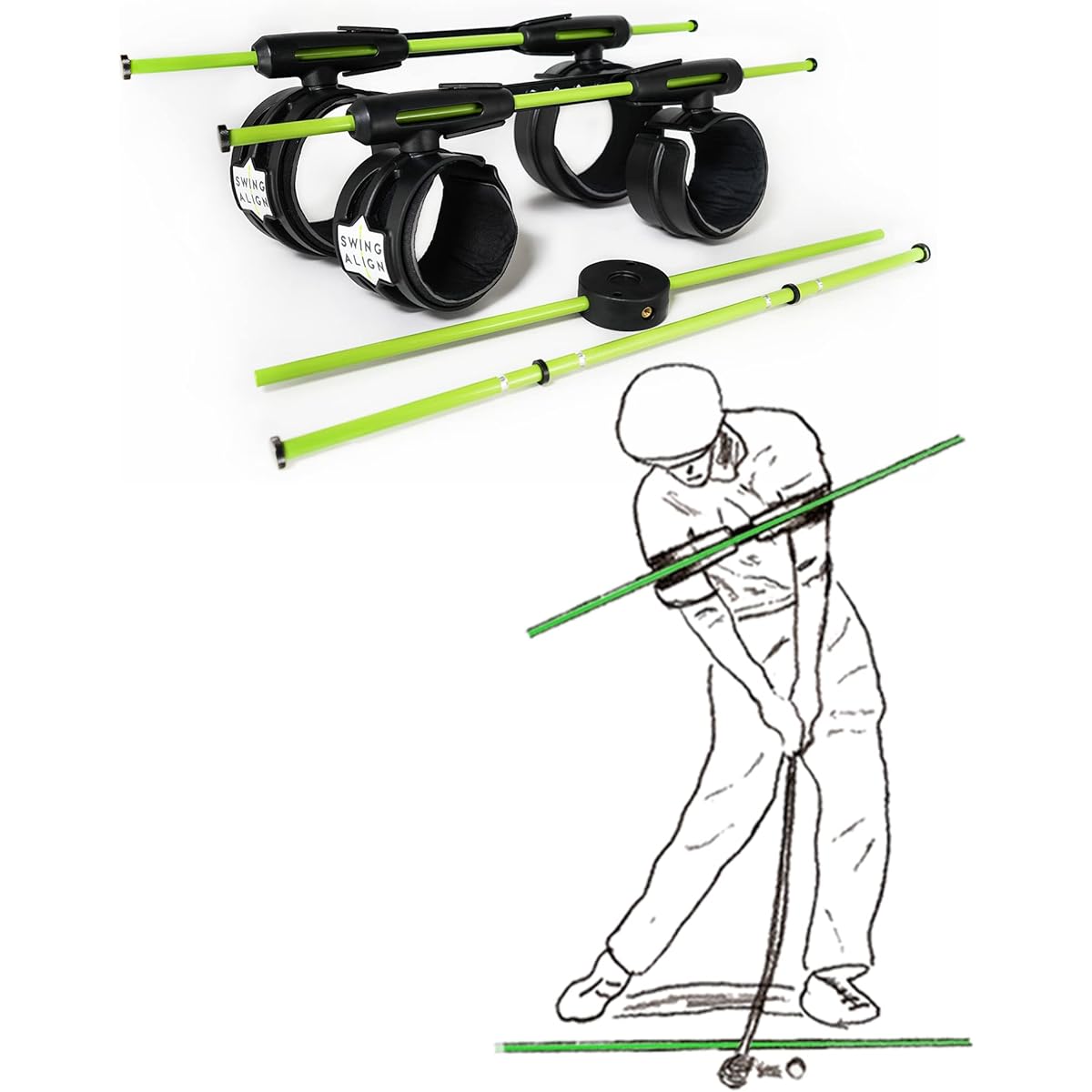 SWINGALIGN Swing Align Golf Training Aid PRO Bundle - Improve your Full Swing, Short Game and Putting. Kit includes Swing Align Standard and XL, Swing Junction and Short Game Device.