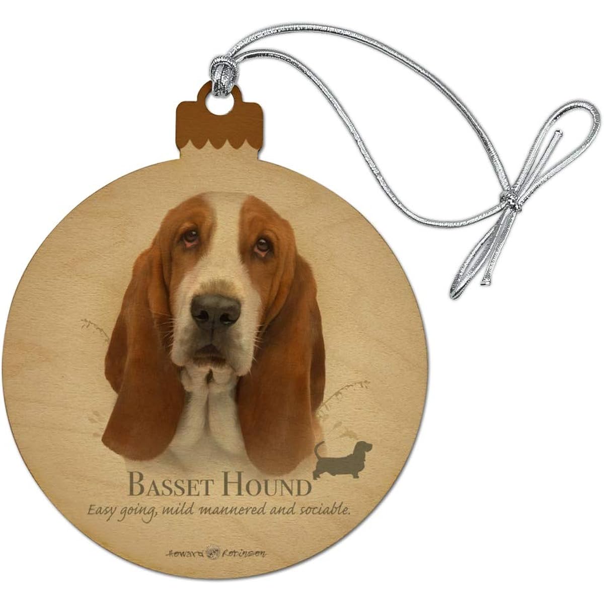 Basset Hound Dog Breed Wood Christmas Tree Holiday Ornament