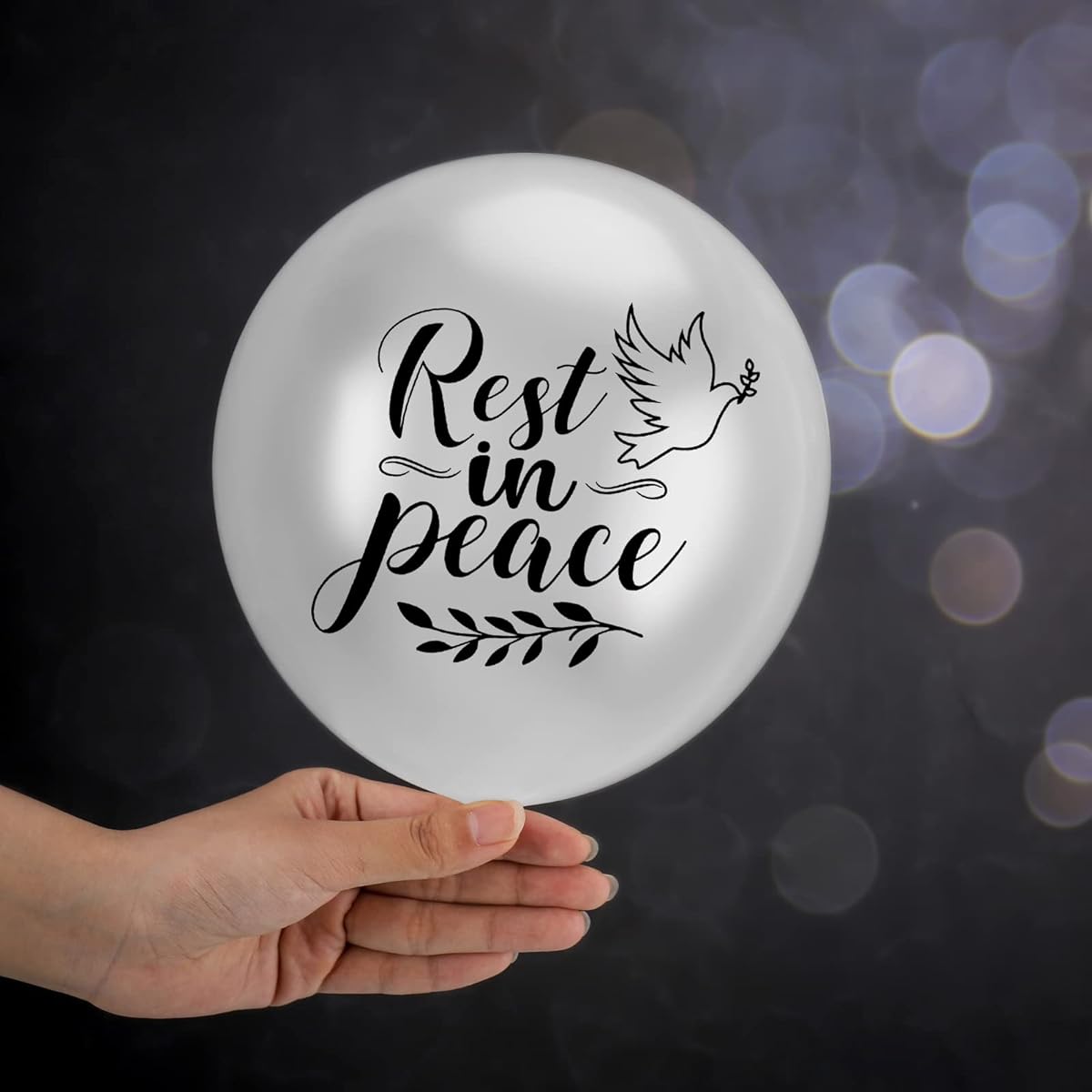 Chenkaiyang 64 Pieces White Memorial Balloons 4 Pieces Peace Pigeon Balloons 12 Inches Funeral Balloons Latex Rest Peace Balloons with 3 Rolls Balloon Ribbon Memorial Service Condolences