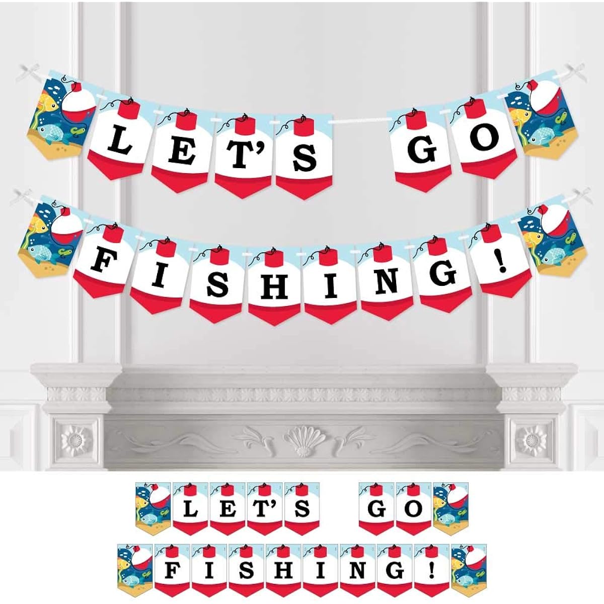 Big Dot of Happiness Let's Go Fishing - Fish Themed Birthday Party or Baby Shower Banner - Party Decorations - Let's Go Fishing