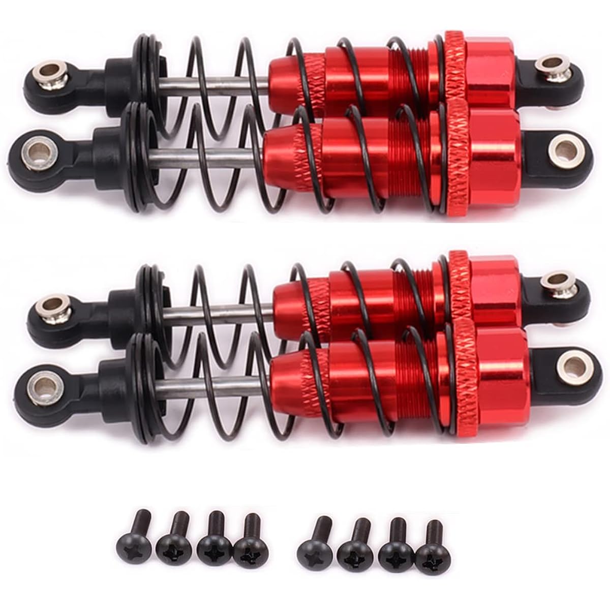 Alloy RC Shock Absorber Damper 85mm for 1/10 Hpi Hsp Losi Axial Tamiya Redcat Himoto Losi Oil Adjustable Style RC Car Upgrade Parts 4pcs/Set (Red)