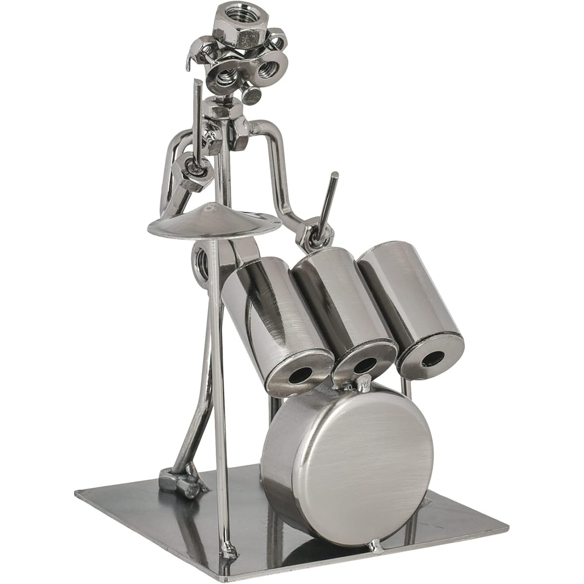 Broadway Gifts Co Classic Silvertone Drummer 7" Metal Tabletop Figure