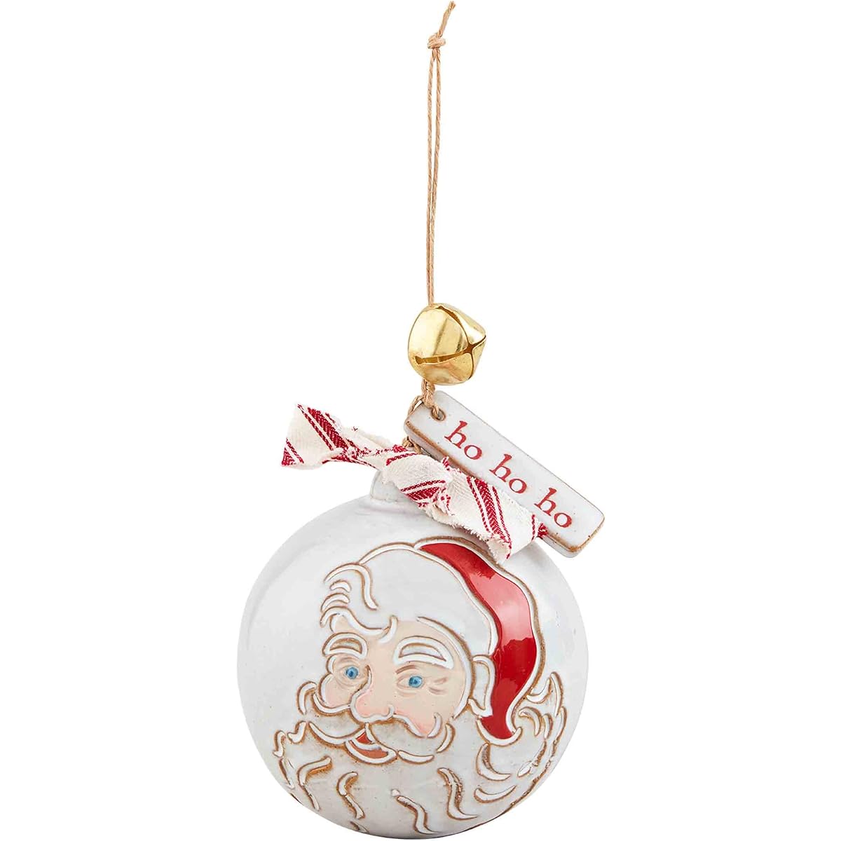 Mud Pie Stoneware Christmas Ornament Santa 4" Diameter