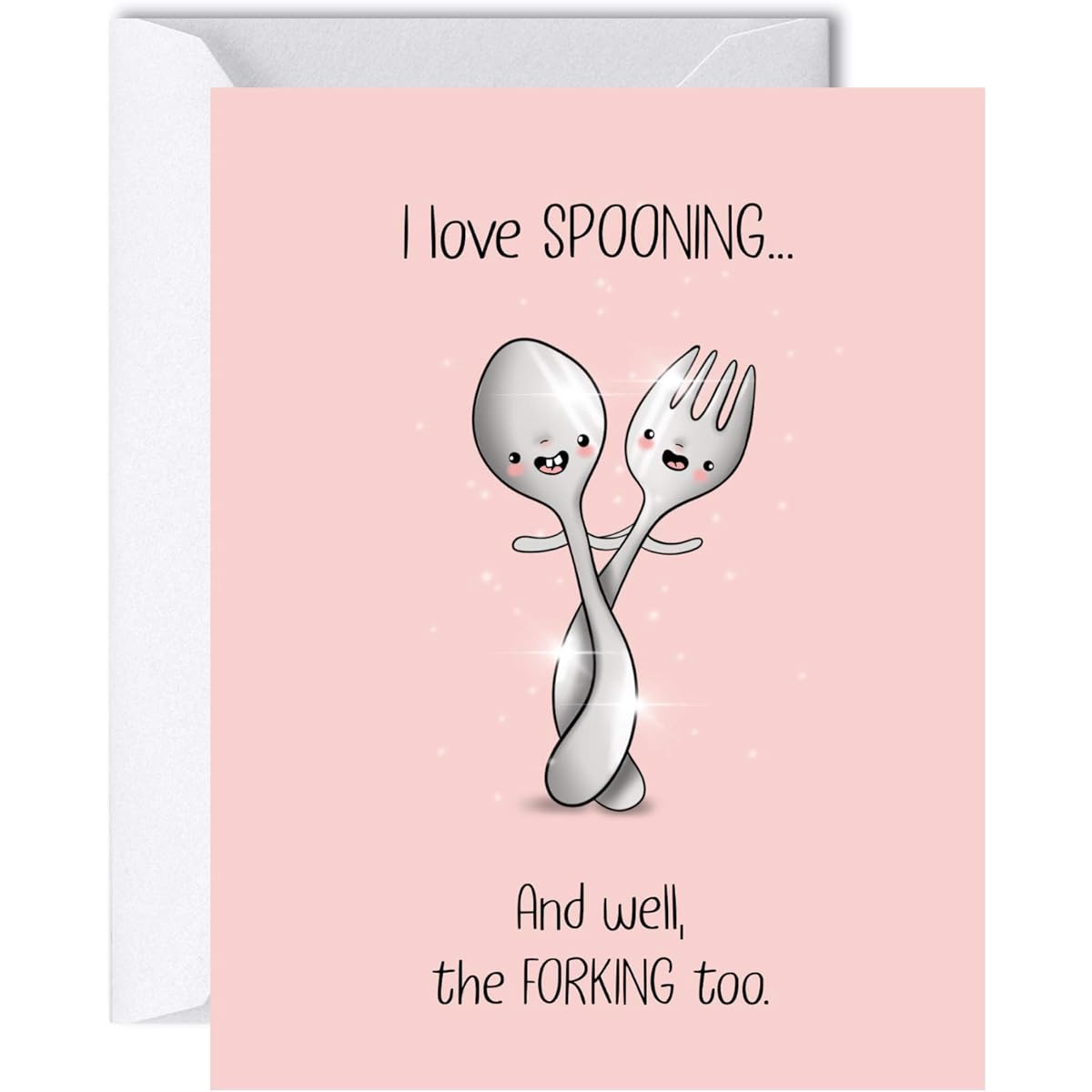 Sexual Anniversary Card Boyfriend Husband Naughty Birthday Card Dirty Gift for Him Hot Greeting Card (I Love Spooning and Well The Forking Too)