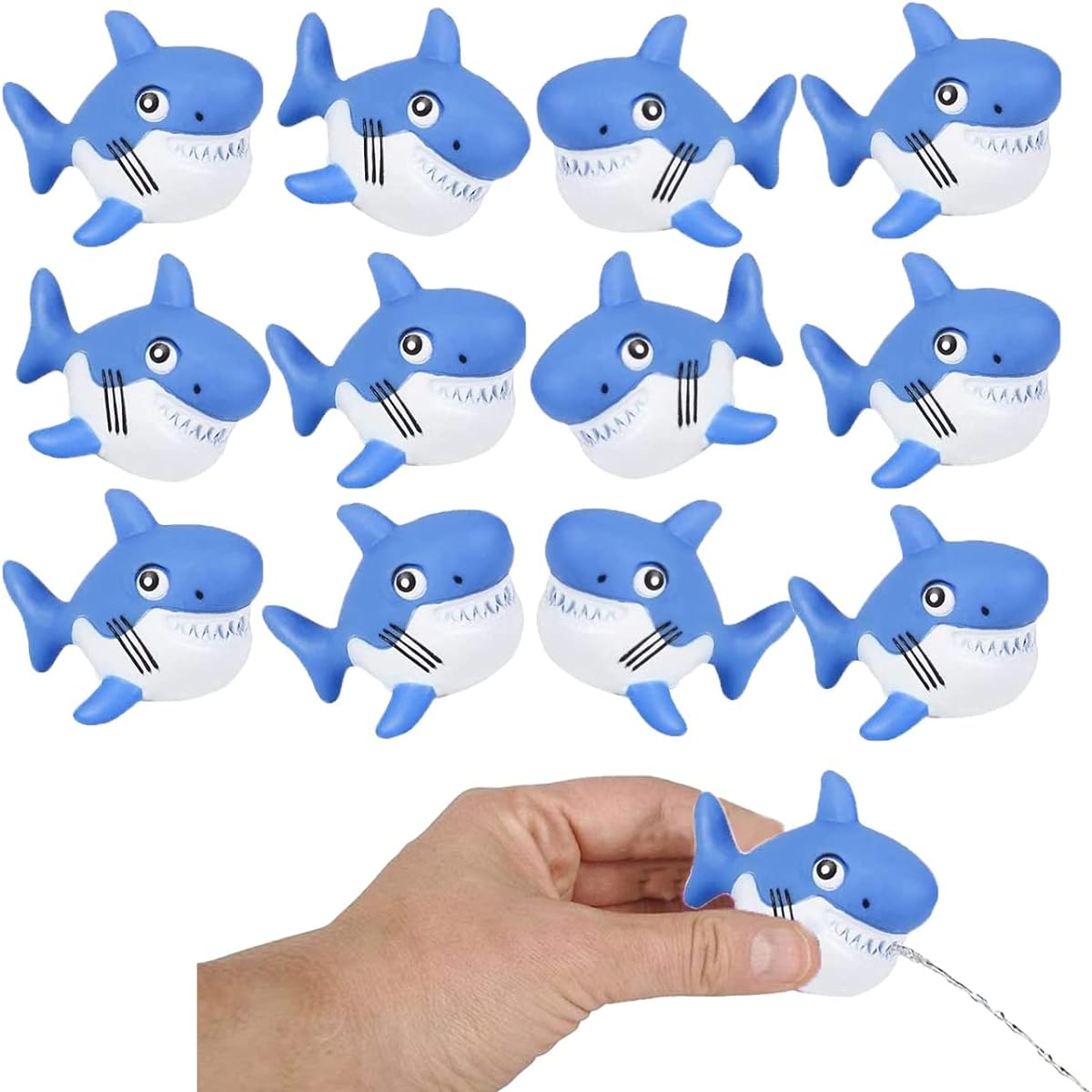 Cool Mini Water Squirting Rubber Shark (2.25 Inch) Soft Rubber Bathtub Fun Squirting, Pool and Beach Splash Water Games (24 Pieces)