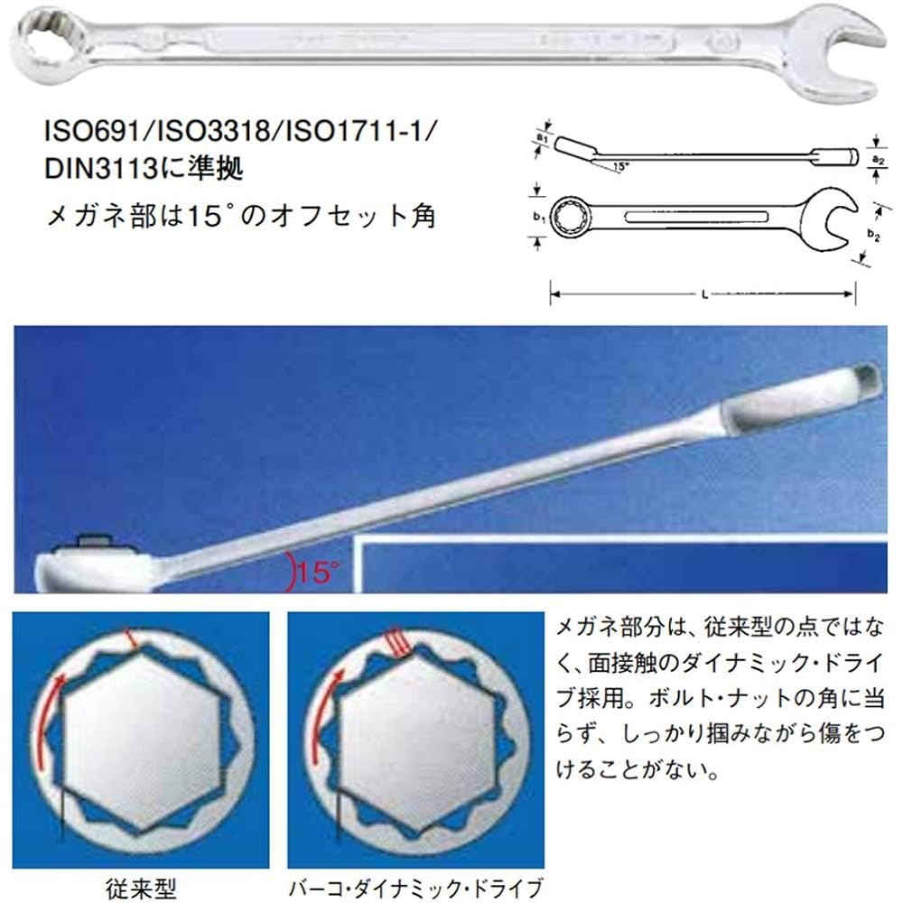 BAHCO Combination Spanner One Eye Single Mouth Spanner 11M-27