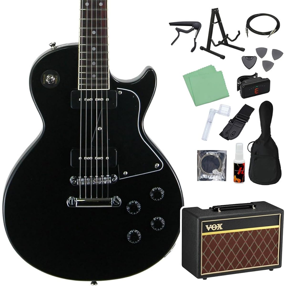 Blitz by AriaProII BLP-SPL BK Electric Guitar Beginner 14-piece Set [With VOX Amplifier] Les Paul Special Black Blitz