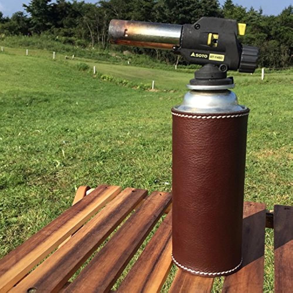 What will be will be Gas Cylinder Cassette Gas CB Can Handmade Genuine Leather Cover Cassette Cylinder Stylish Outdoor Camping Equipment Color (Camel) Stitching (Generation)