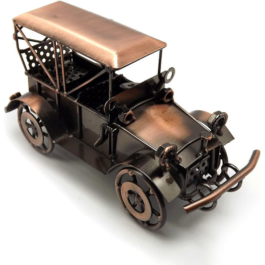 ESCOMDP Antique Vintage Car Home Ornaments Room Decoration Ornaments Handmade Collectible Vehicle Metal Kids Model Toys (Red Copper Wire