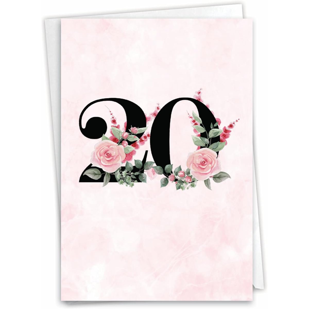 NobleWorks 20th Anniversary Paper Card with 5 x 7 Inch Envelope (1 Card) Floral Couples 20 C10491MAG