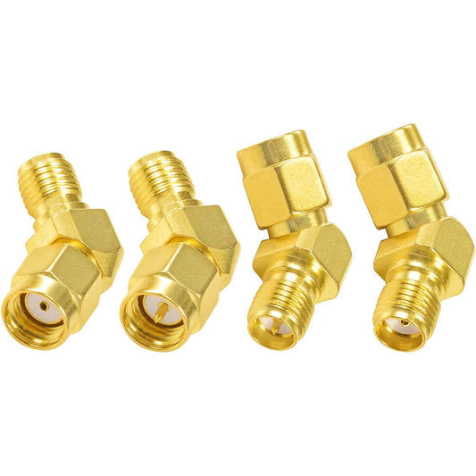 4 Pack Superbat FPV Drone Goggles Antenna Adapter SMA to RP-SMA 45 Degree Adapter Connector Kit for FPV Antenna Race/Quadcopter Fatshark Goggles WiFi Antenna Extension Cable