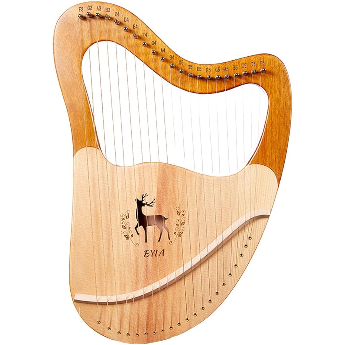 WowZza Lyra Harp, 21 String Mahogany Lyra Instrument, Orchestral String Instrument with Tuning Wrench, Spare Strings