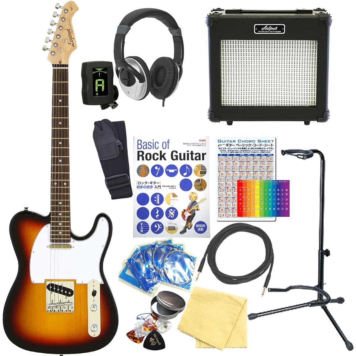 Electric Guitar Beginner Set Telecaster Type 15-Piece Set Legend LTE-Z 3TS/R