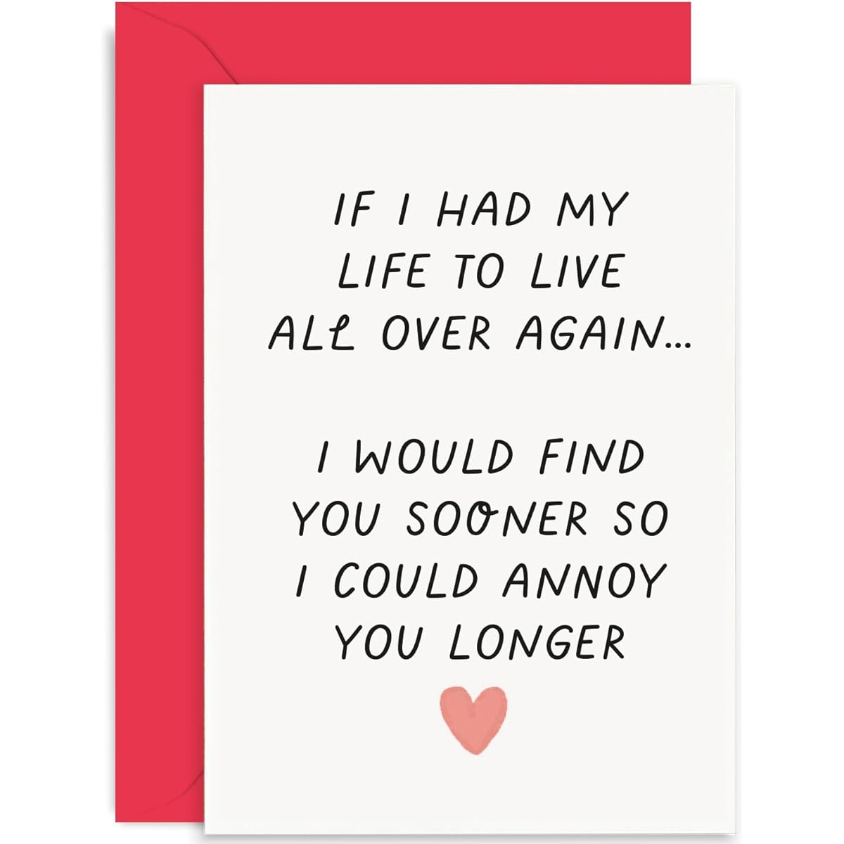Old English Co. Funny Anniversary Card for Husband from Wife - "Annoy You Longer" Humorous Wedding Anniversary Card - Card for Boyfriend or Girlfriend | Blank Inside